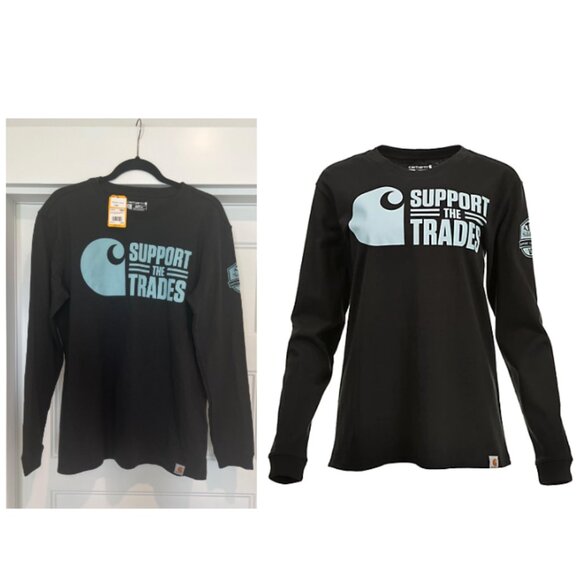 NWT Carhartt Women’s Black Long-Sleeve Skills Exclusive Loose Fit T-Shirt, Size - Picture 1 of 6